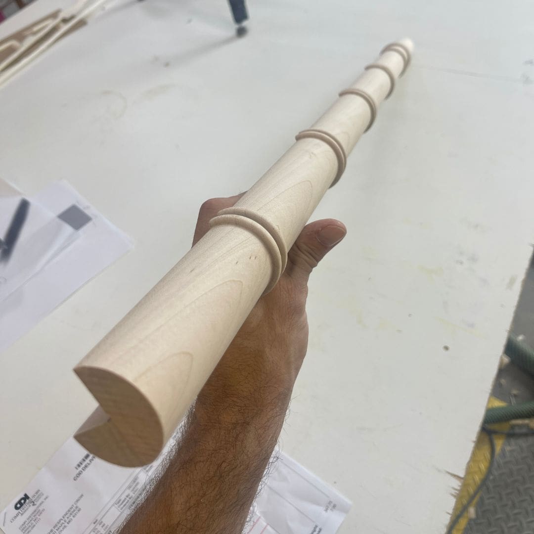 Side view of faux bamboo legs